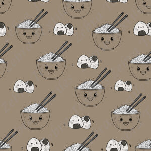 Plat de riz kawaii fond taupe