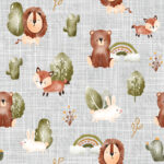 Animaux de la forêt et buisson fon lin gris