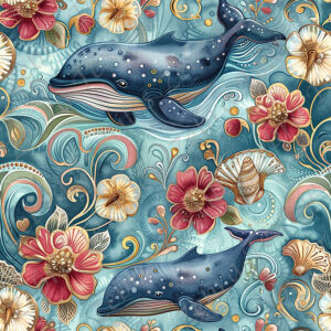 Baleine et fleur rouge