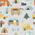 Camper et oie fond gris