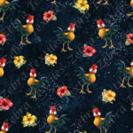 Coq et hibiscus fond splash marine