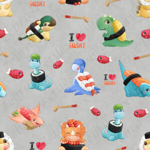 Dino sushis fond gris