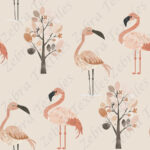 Flamant rose et arbre