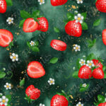 Fraise et feuille fond vert
