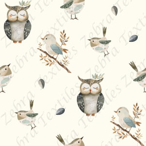 Hibou et oiseau fond crème