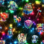 Jeux pixelisé fond géo néon