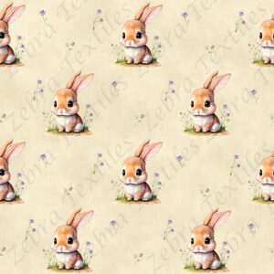 Lapin et fleur mauve fond sable
