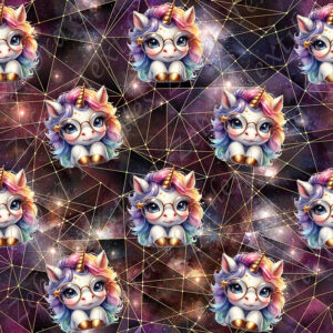 Licorne mignonne à lunette fond géo