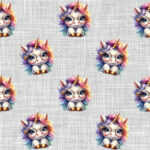 Licorne mignonne à lunette fond lin gris
