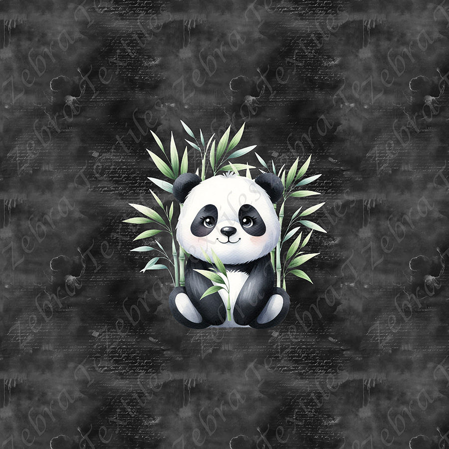 Panda et bambou fond noir