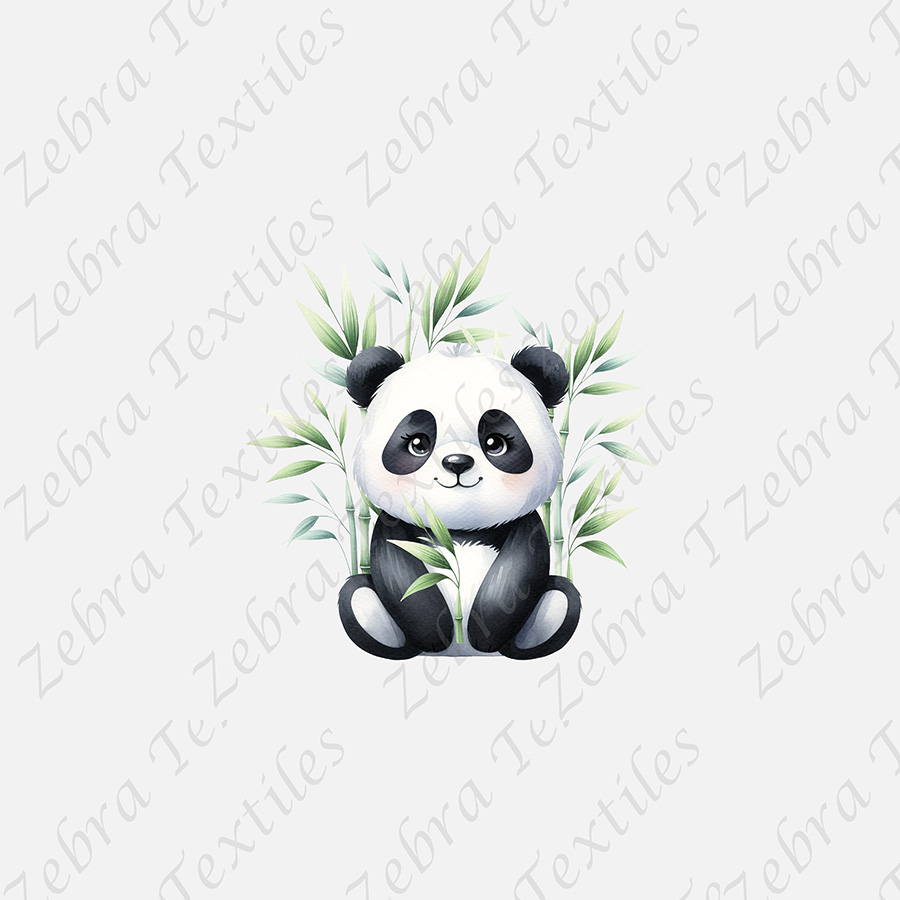 Panda et bambou fond taupe