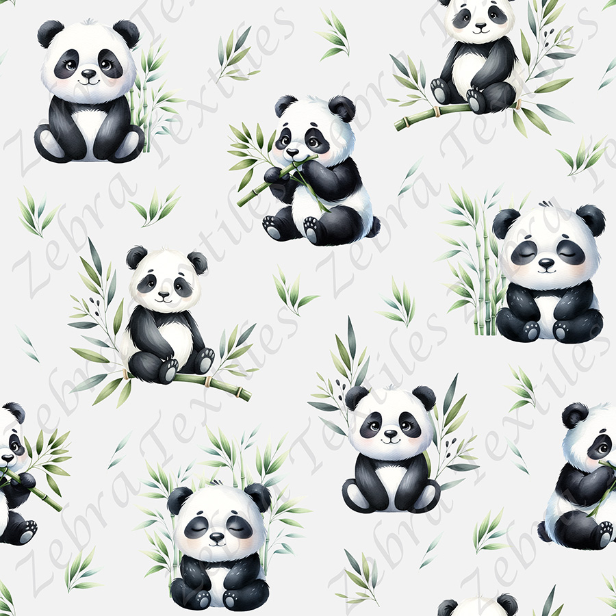 Panda et bambou fond taupe