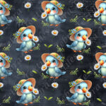 Perroquet bleu et marguerite fond marine