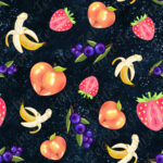 Salade de fruit érotique fond bleu