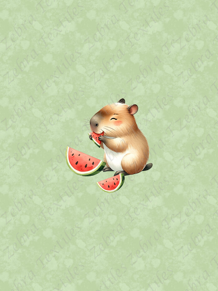 Capybara et melon fond vert
