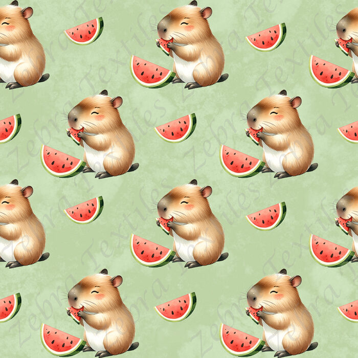 capybara et melon fond vert