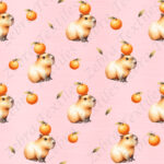 capybara et orange fond rose