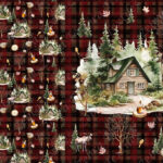 Cabane à sucre fond plaid rouge Panneau doudou
