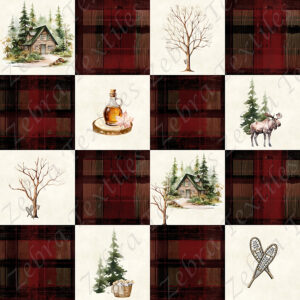 Cabane à sucre plaid fond plaid rouge