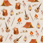 Camping teinte boho fond beige