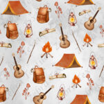 Camping teinte boho fond gris