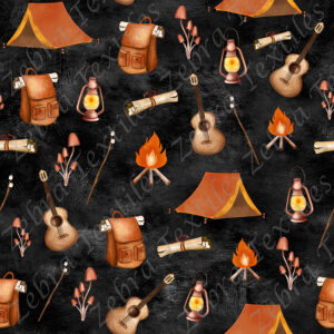 Camping teinte boho fond noir