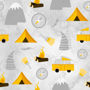 Camping teinte jaune fond gris