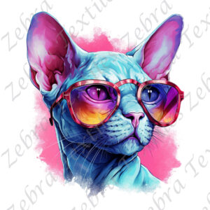 Chat et lunette fond blanc