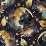 Chat noir et lune doré