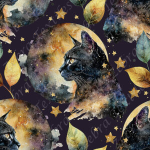 Chat noir et lune doré