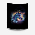 Cheval cosmique fond noir Panneau doudou