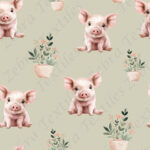 Cochon et pot de fleurs