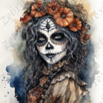 Femme skull fond blanc