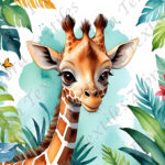 Girafe et feuillage