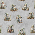 Gnome à la pêche fond gris