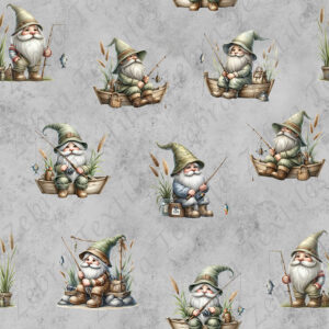 Gnome à la pêche fond gris