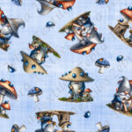 Gnome et coccinelle bleue fond bleu