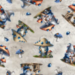 Gnome et coccinelle bleue fond écriture