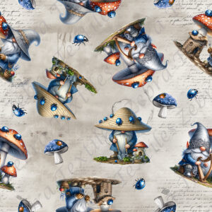 Gnome et coccinelle bleue fond écriture