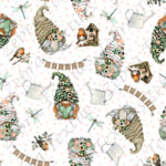 Gnome printanier fond pois rose