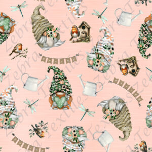 Gnome printanier fond rose