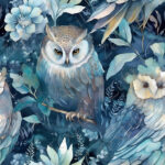 Hibou fond bleuté
