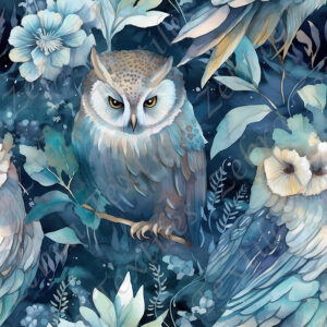 Hibou fond bleuté