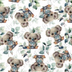 Koala et nœud papillon fond feuillage
