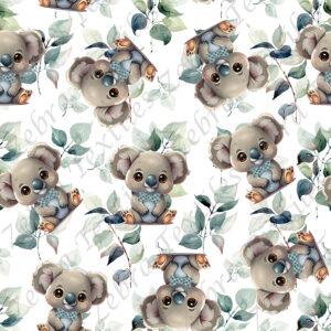 Koala et nœud papillon fond feuillage