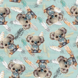 Koala et noeud papillon fond plume