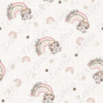 Lapin et arc-en-ciel fond lin