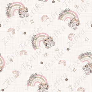 Lapin et arc-en-ciel fond lin