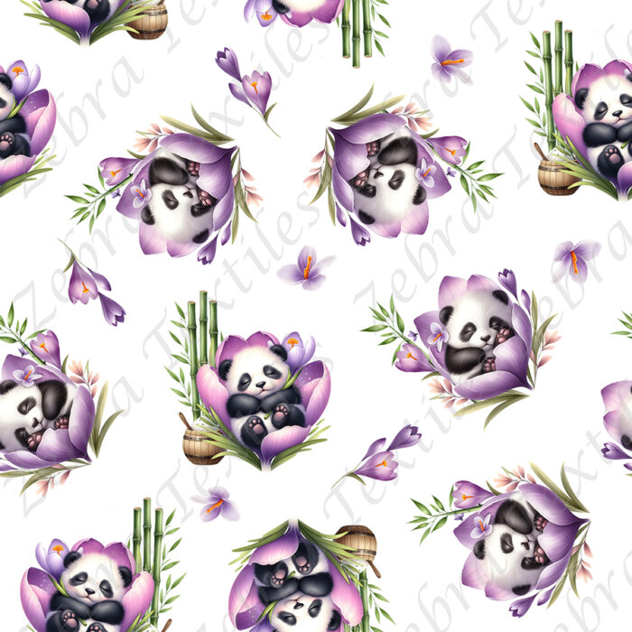 Panda dodo fleur mauve fond blanc
