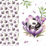 Panda dodo fleur mauve fond blanc Panneau